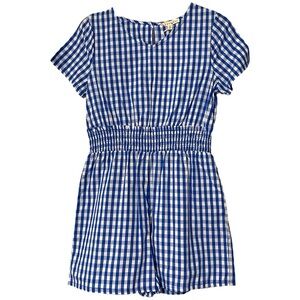 Blue and White Checkered Shorts Romper Size M NWT